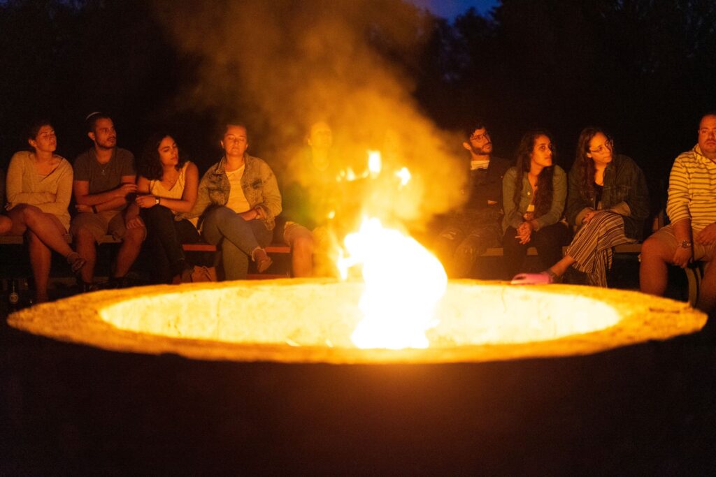 Photo of group at a bonfire